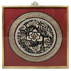 Framed Antique Chinese Qing Dynasty Embroidery 24LP110