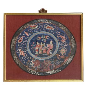 Framed Antique Chinese Qing Dynasty Embroidery 24LP111