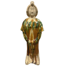 Mid Century Large Chinese Sancai glazed pottery figure - Tang court Lady