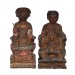 Antique Chinese Emperor and Empress Wooden Statues 15XB05