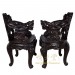 Chinese Antique Pair of Raise Carved Dragon Chairs w/Table 16LP40