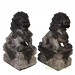 31", Chinese Antique Natural Stone Foo Dog Statue - a Pair 28X22